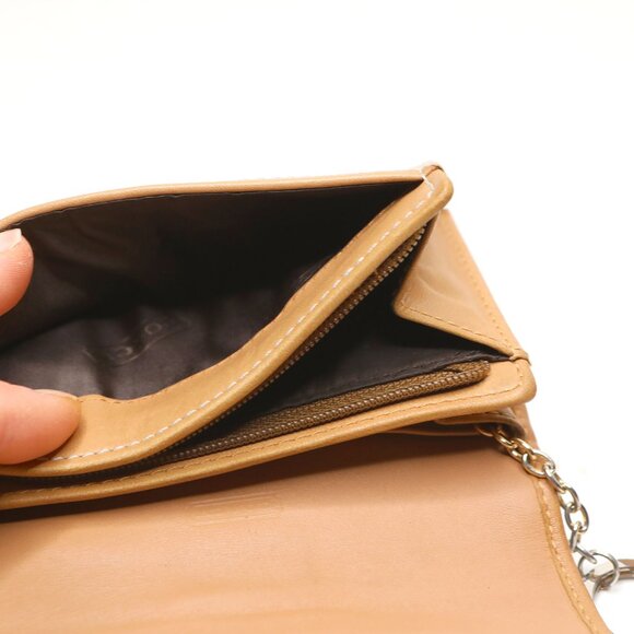 COACH Signature Y2K Canvas Bi Fold Wallet Khaki Brown Leather Trim Coins Keyring - Picture 9 of 13